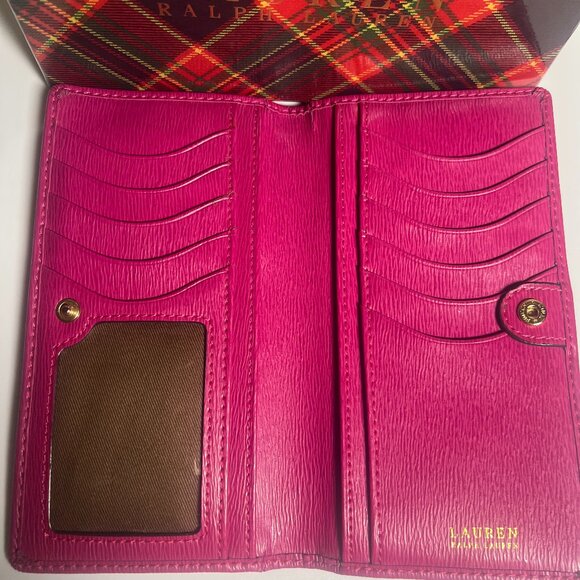 Like New:  Lauren Ralph Lauren Pink (2) Wallets and  (1) Make-up Bag Bundle - Picture 5 of 10